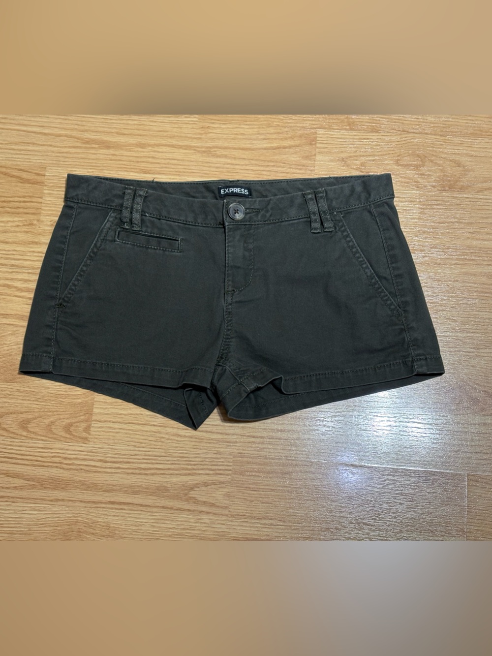 Express military green Women's Cotton Blend Shortie Shorts